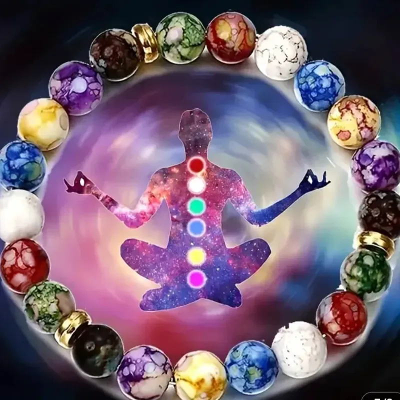 Juego pulso,cadena y aretes chakras