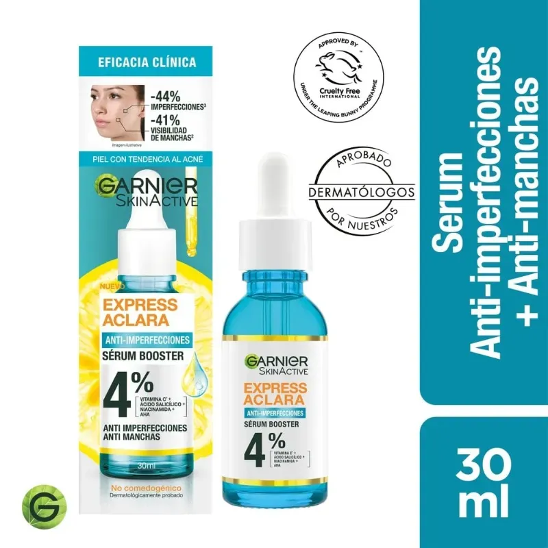 Serum Booster Express Aclara Garnier con ácido salicílico 30ml