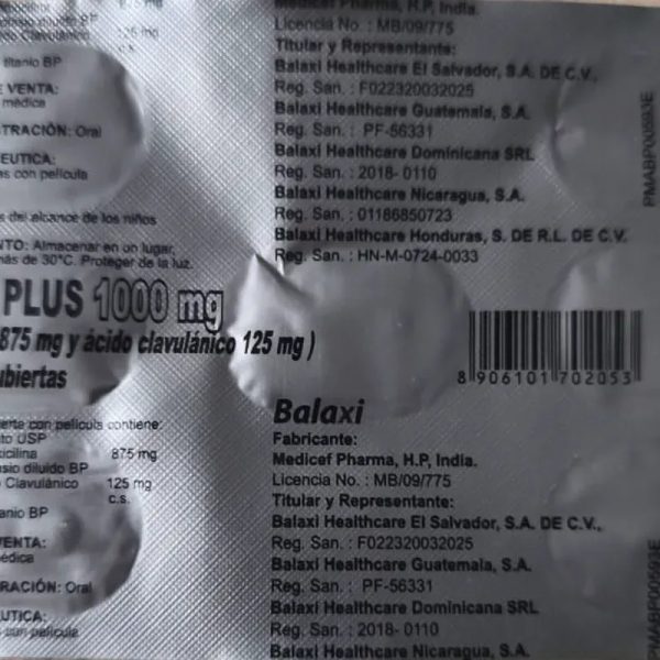 Amoxicilina + Acido Clavulanico 10/tab. (875mg/125mg)