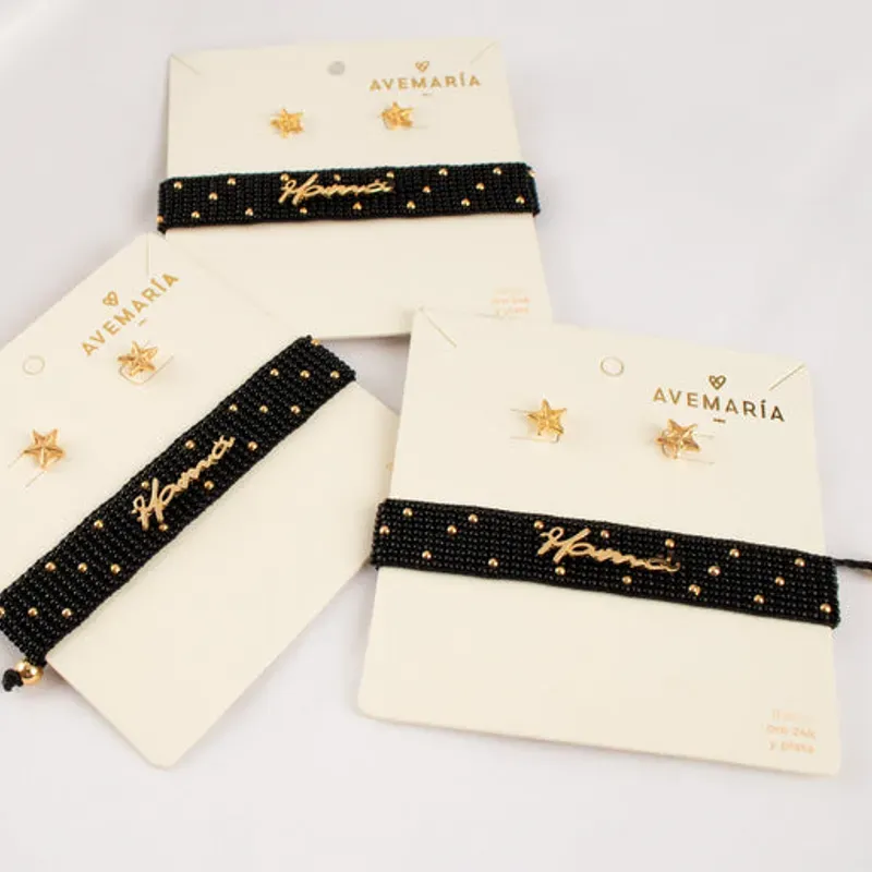 Pulsera Tejida Mamá + Aretes