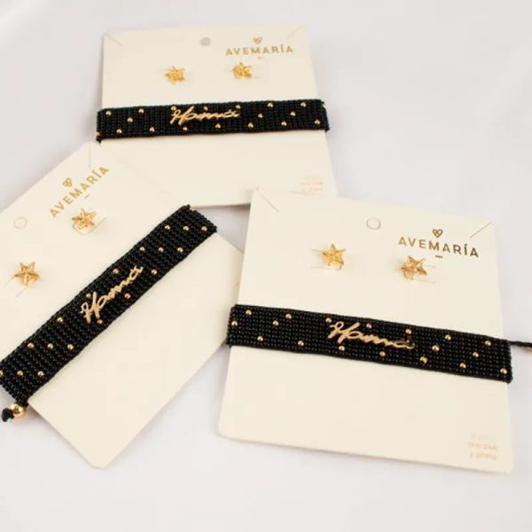 Pulsera Tejida Mamá + Aretes