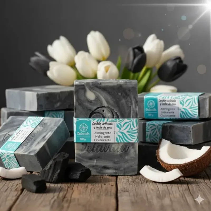 JABÓN DE CARBÓN ACTIVADO Y LECHE DE COCO
