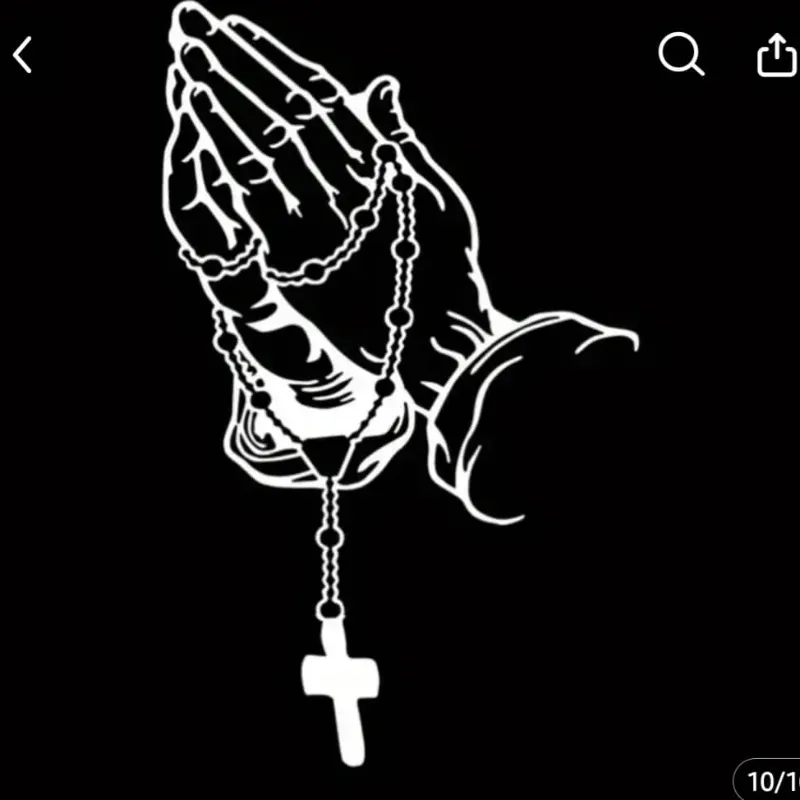 PEGATINA DE AUTOS TEMATICA ORACION MANOS CON CRUZ AUTOS