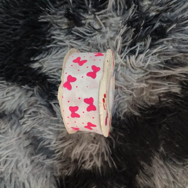 Cinta de falla 4cm lazos y puntos rosados