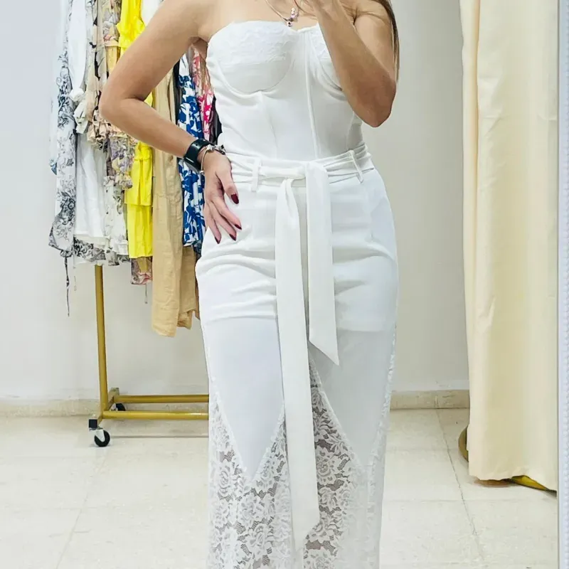Conjunto de corset y pantalón blanco
