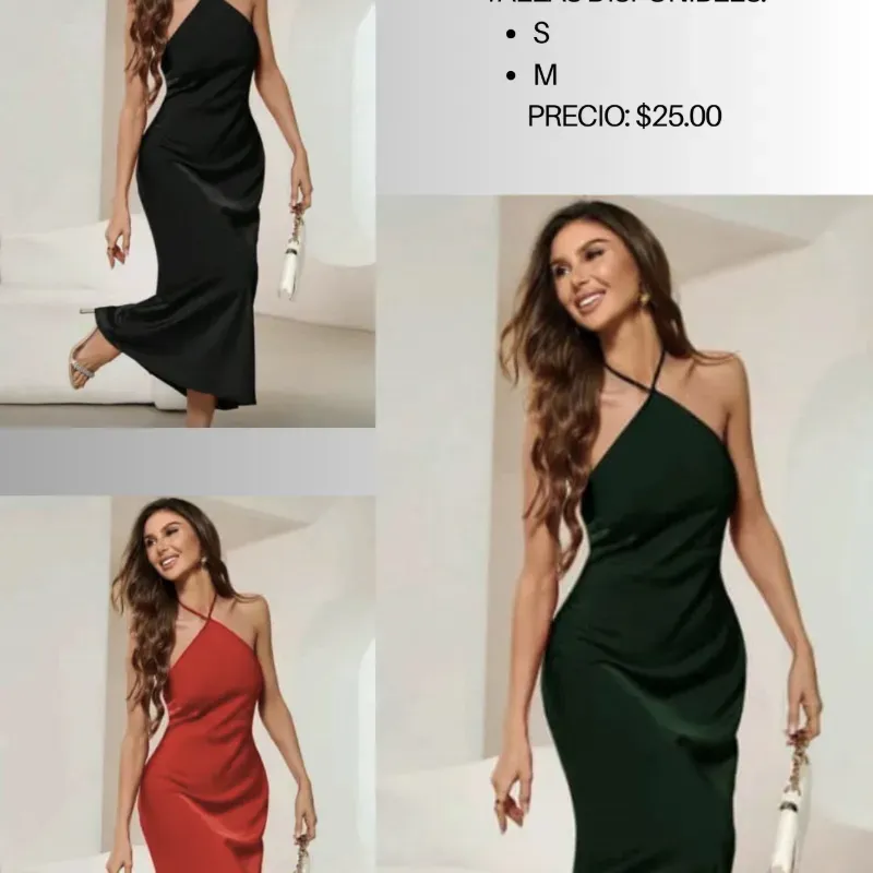 Vestido de satin con detalle en V