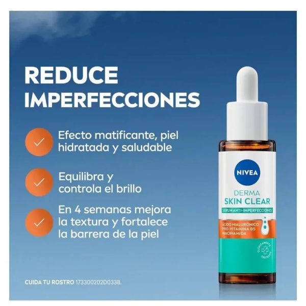  NIVEA Derma Skin Clear Sérum Facial – Con Ácido Hialurónico, Niacinamida y Provitamina B5