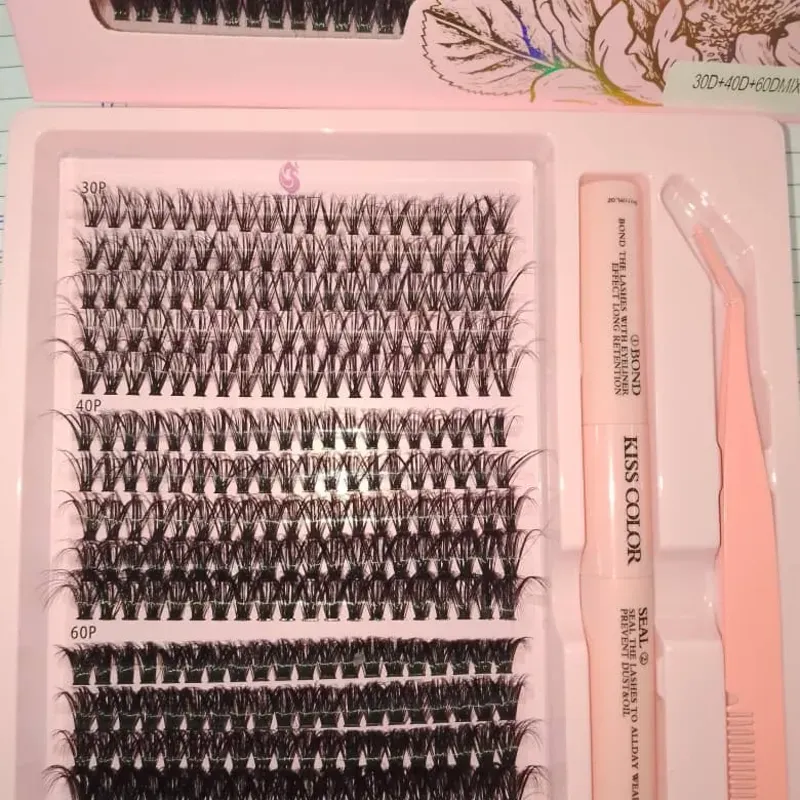 Pestañas  con goma y pinza