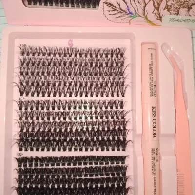 Pestañas  con goma y pinza