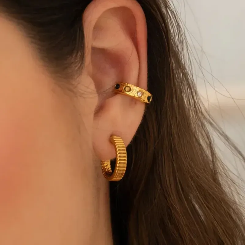 Set candongas + earcuff fases lunares