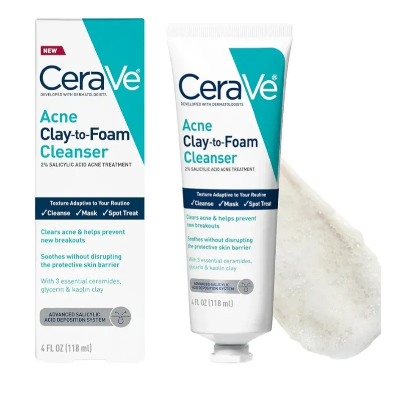 Limpiador Cerave acné clay to foam 4 oz