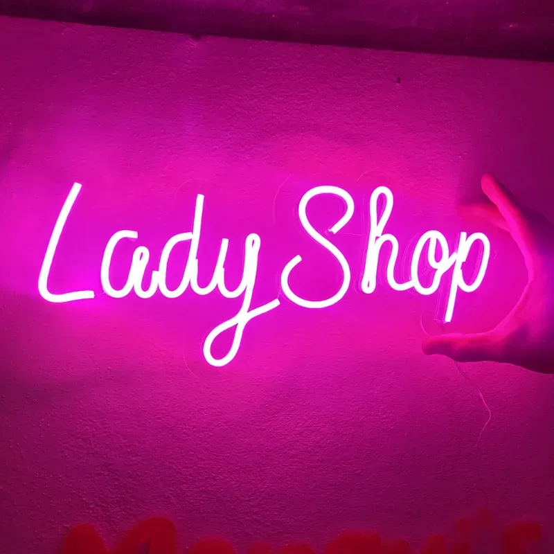 Cartel Neón Flex con base de acrílico transparente