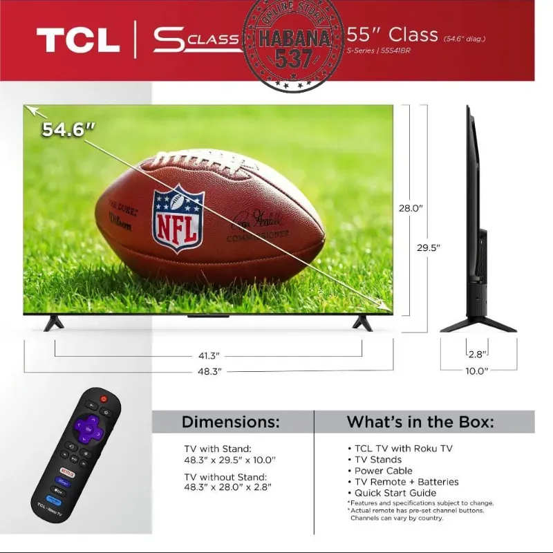 Smart TV TCL 55 pulgadas Roku TV