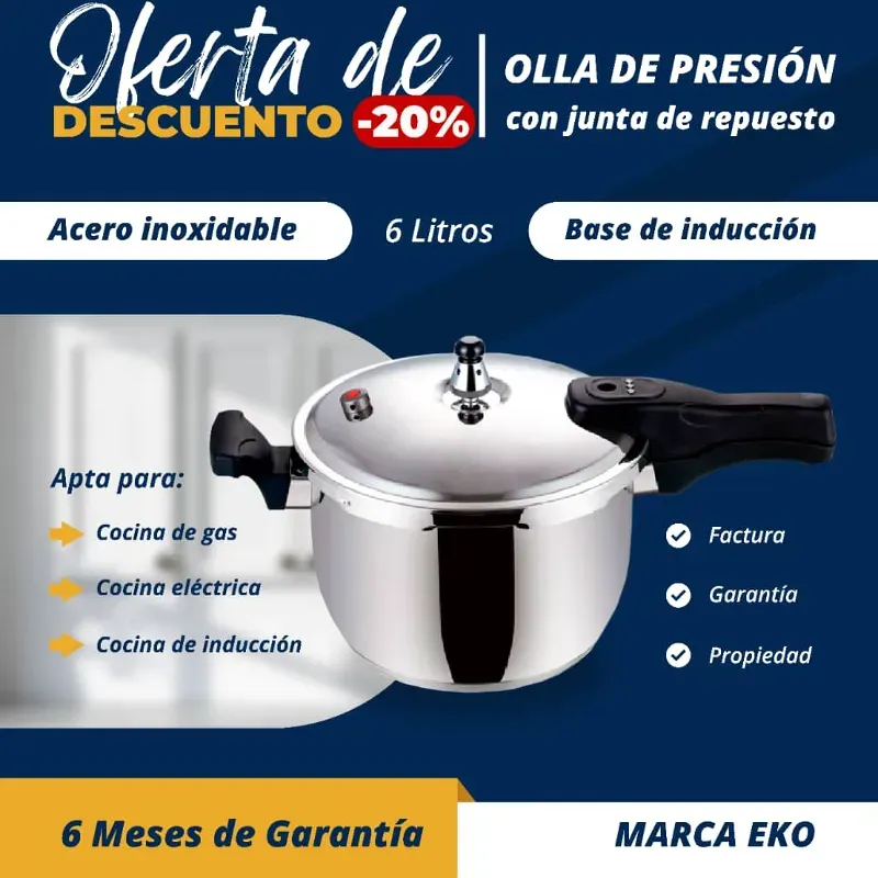 OLLA DE PRESIÓN 6L DE INDUCCIÓN + JUNTA EXTRA DE REGALO (FAD)