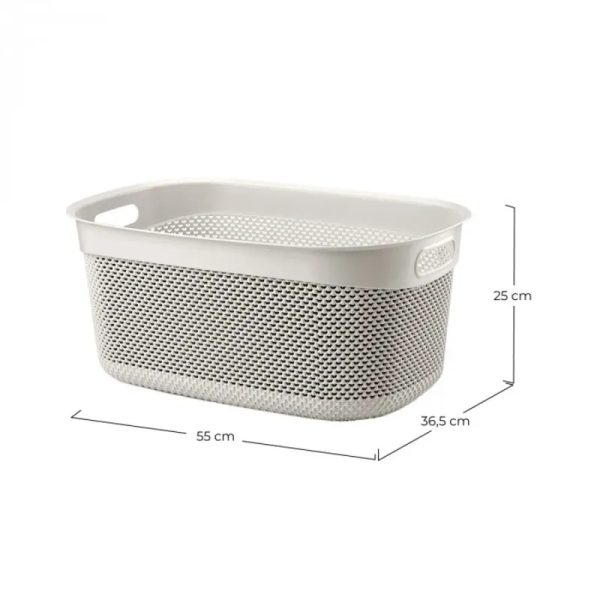 CESTA RESINA RECTANGULAR C/ASAS CREMA