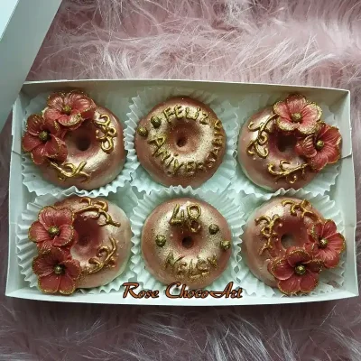 Caja de minidonas matizadas coral