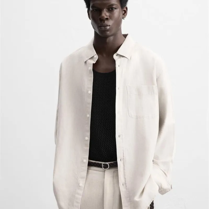 Camisa lino algodón