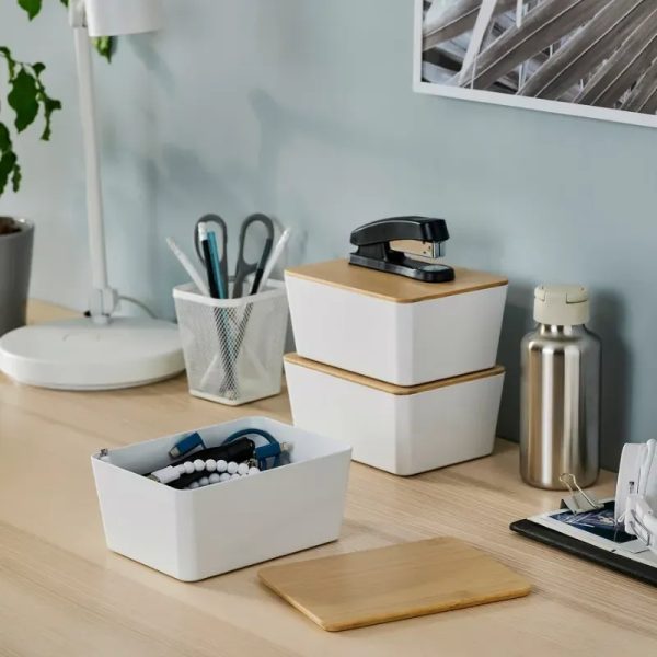 Caja organizadora con tapa de bambú