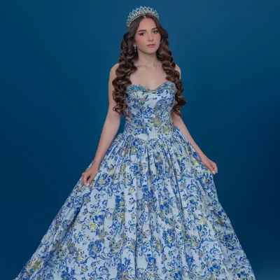 Traje Azul Estampado