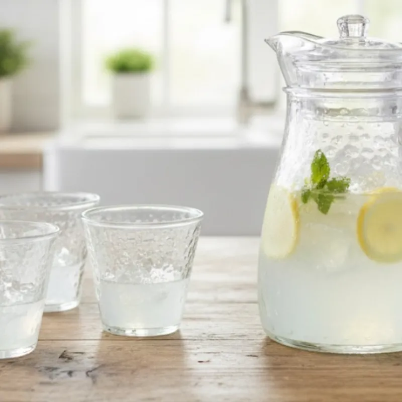 Jarras de cristal con 4 vasos