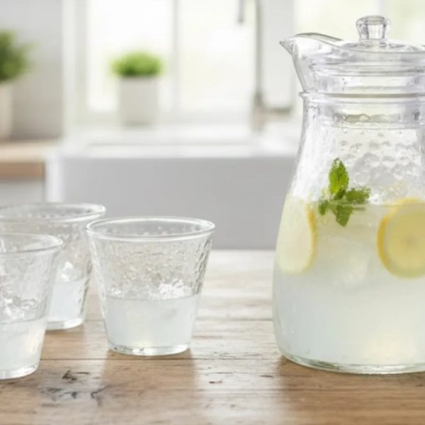 Jarras de cristal con 4 vasos