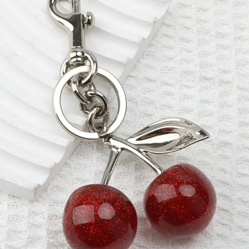 Llavero Cherry rojo & plateado Extra Grande