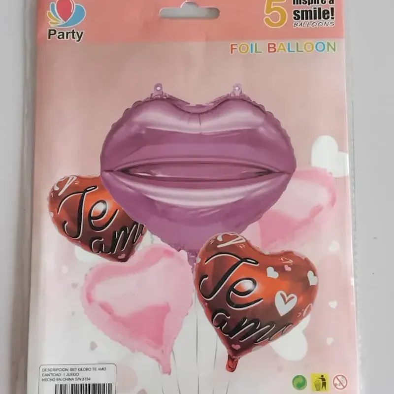 ‼️Set de globos de 5 piezas Te amo- labio morado‼️