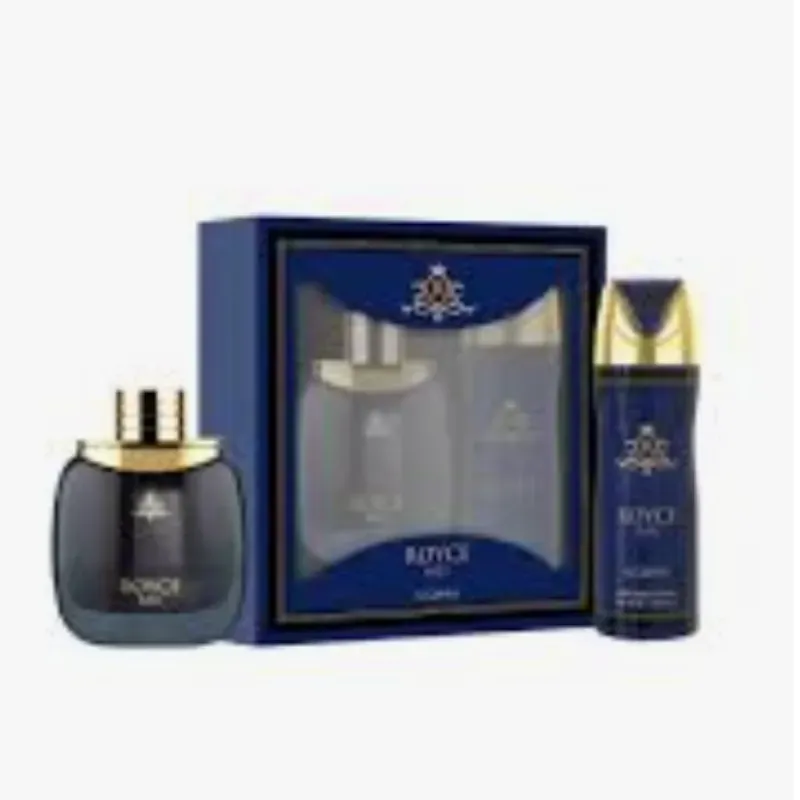 ROYCE BLEU 2 PIECE GIFT SET EDP 100ml 3.4 200ml BODY SPRAY by MAISON ALHAMBRA