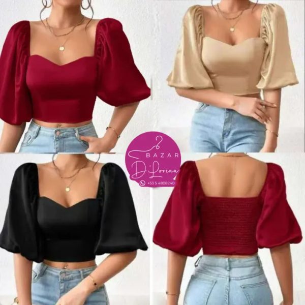 Blusa corta de mangas