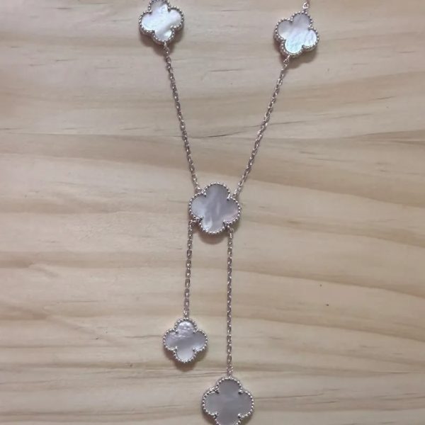Cadena Van Cleef 5 tréboles colgante Blancos