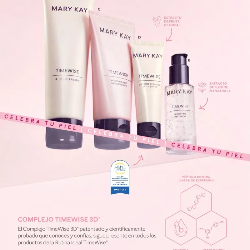 La Rutina Ideal TimeWise' es perfecta para ayudar a demorar la aparición de signos visibles del envejecimiento.