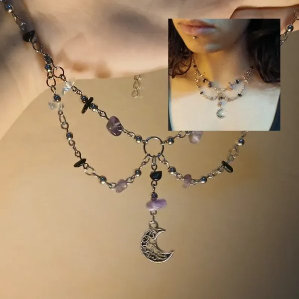 Collar de cuarzos con colgantes y dije