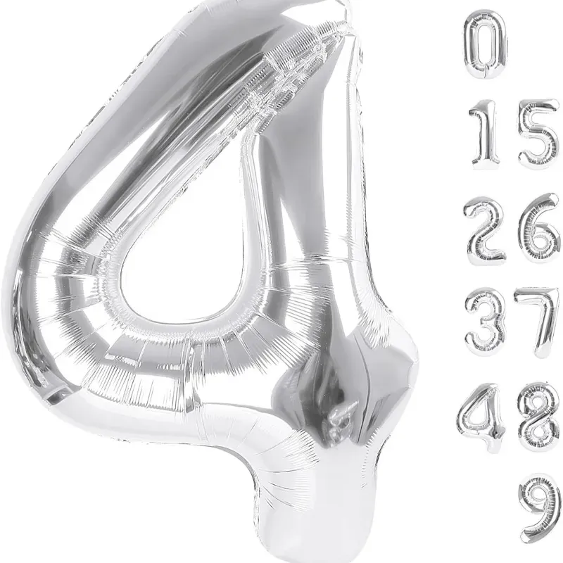 Globo foil número 4 plateado