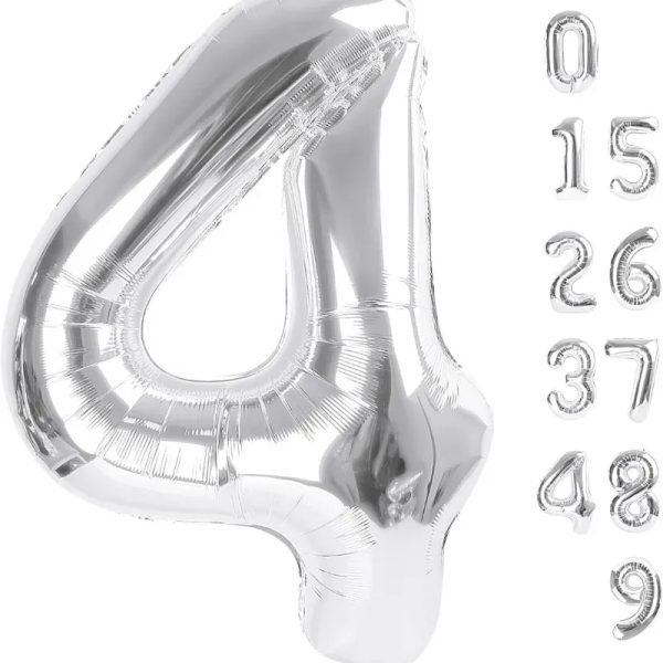 Globo foil número 4 plateado