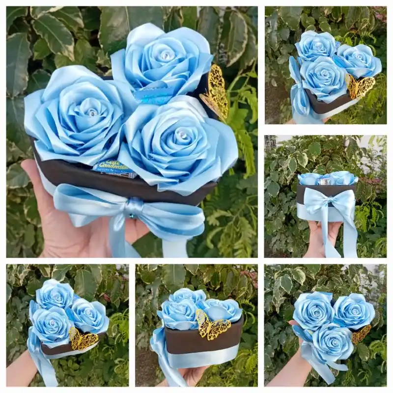 Corazón 3 Rosas Eternas Premium