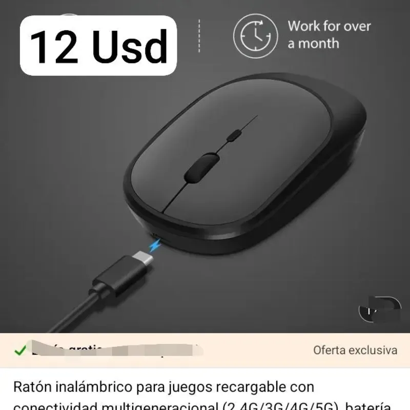 Mouse inalámbrico recargable