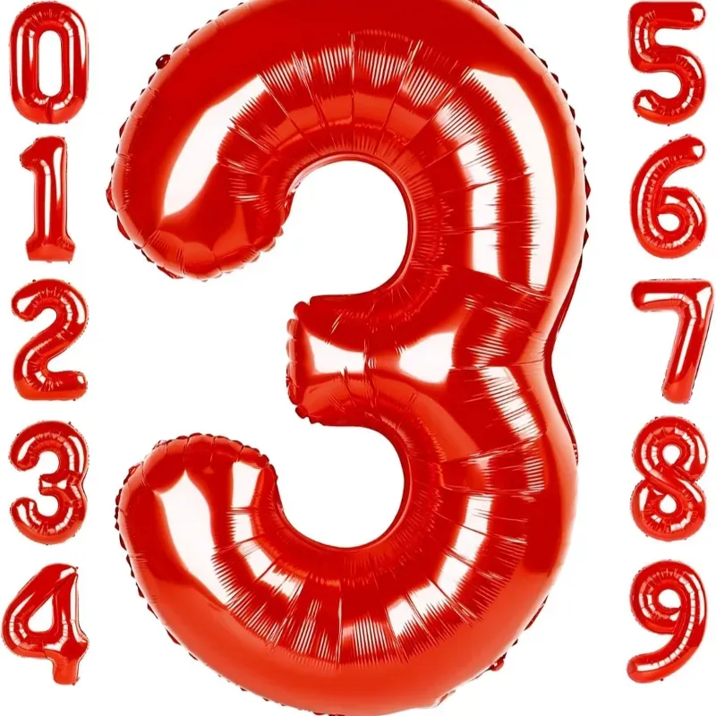 Globo foil número 3 rojo