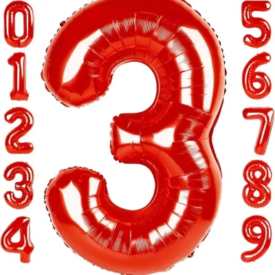 Globo foil número 3 rojo