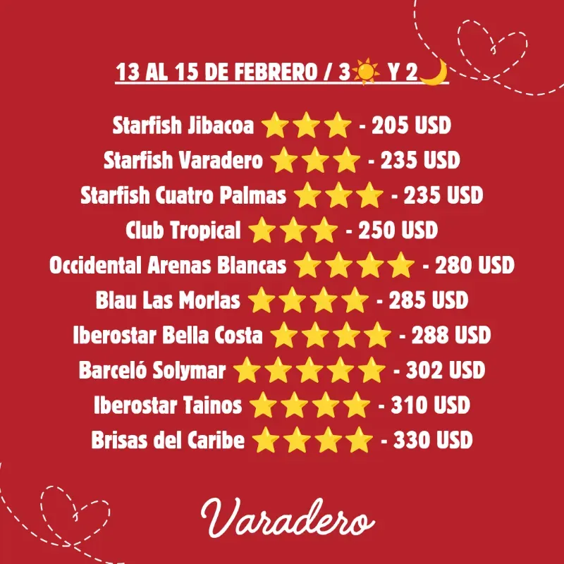 Hoteles en Varadero para San Valentín 1