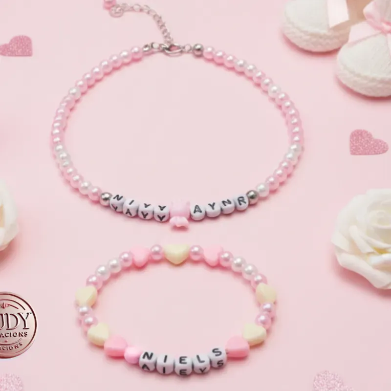 Juego de collar y pulsa personalizada para niños.
