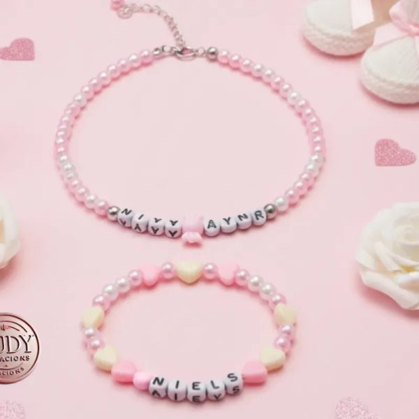 Juego de collar y pulsa personalizada para niños.