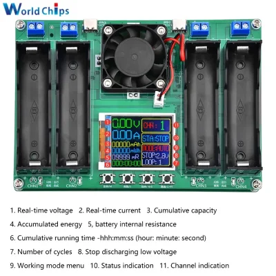 ⚡Probador Digital de Capacidad de Batería 18650– 4 Canales.