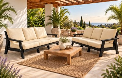 Set de Terraza Exterior con Dos Sofas de 3 Plazas