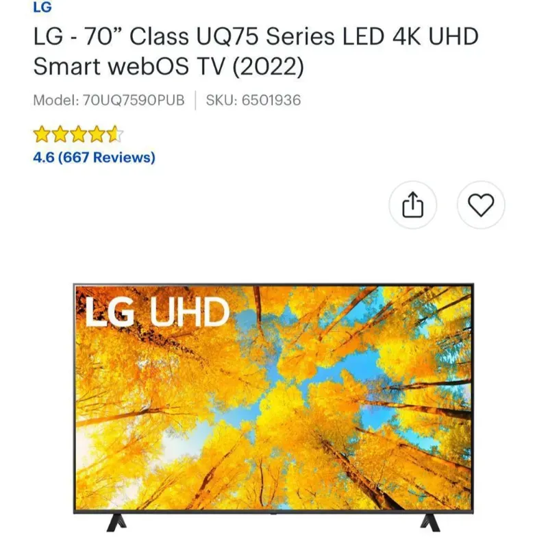 Smart TV LG de 70 pulgadas