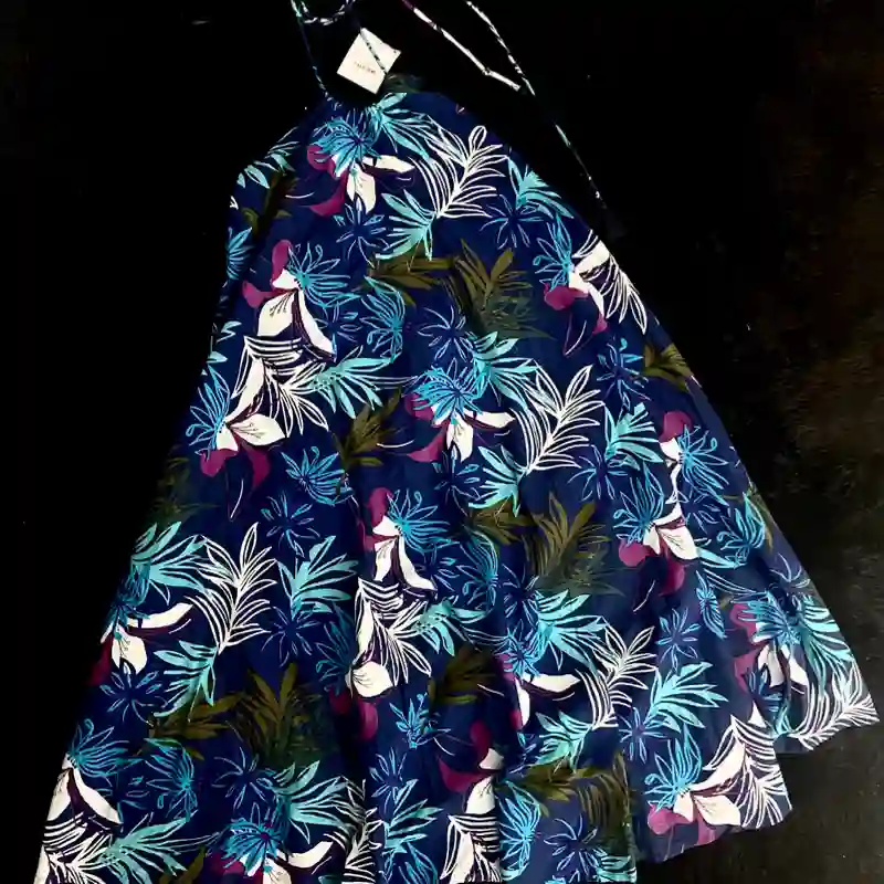 Vestido Suelto y Fresco azul de flores