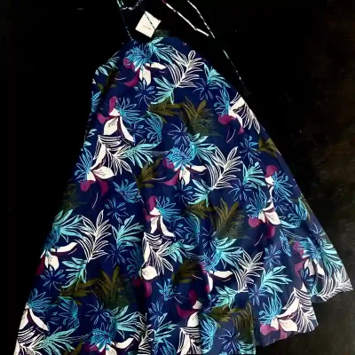 Vestido Suelto y Fresco azul de flores