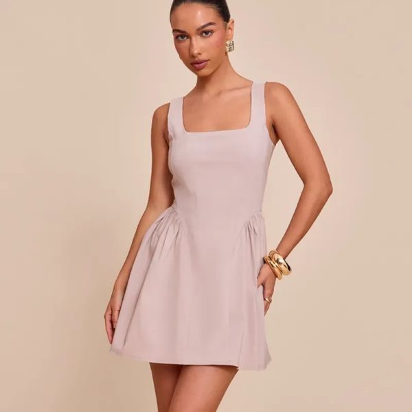 Vestido beige tipo corset