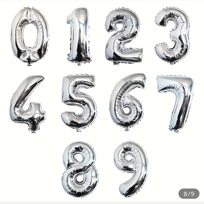 Globos de Números Plateado