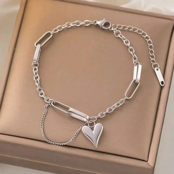 Pulsera plateada de acero inoxidable