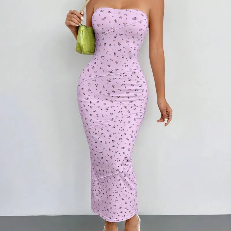 Vestido ajustado sin rantes con estampado floral